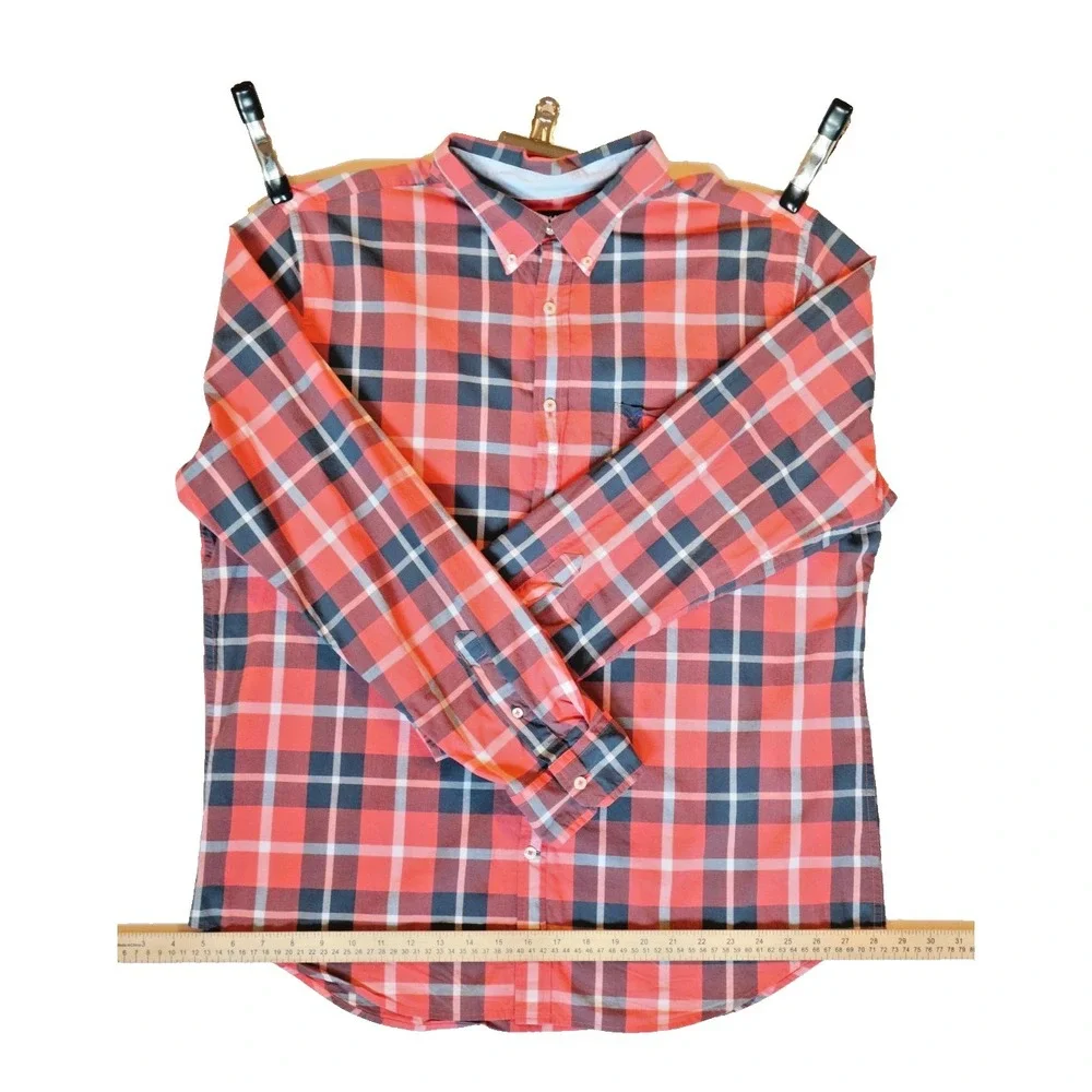 American Eagle Mens XL Classic Fit Long Sleeve Plaid Button Down Shirt Red - Picture 2 of 9